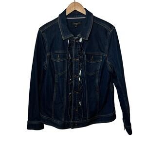 Talbots Woman NWT Jacket Denim Jean Ruffled Button Front Casual Travel 1X $109